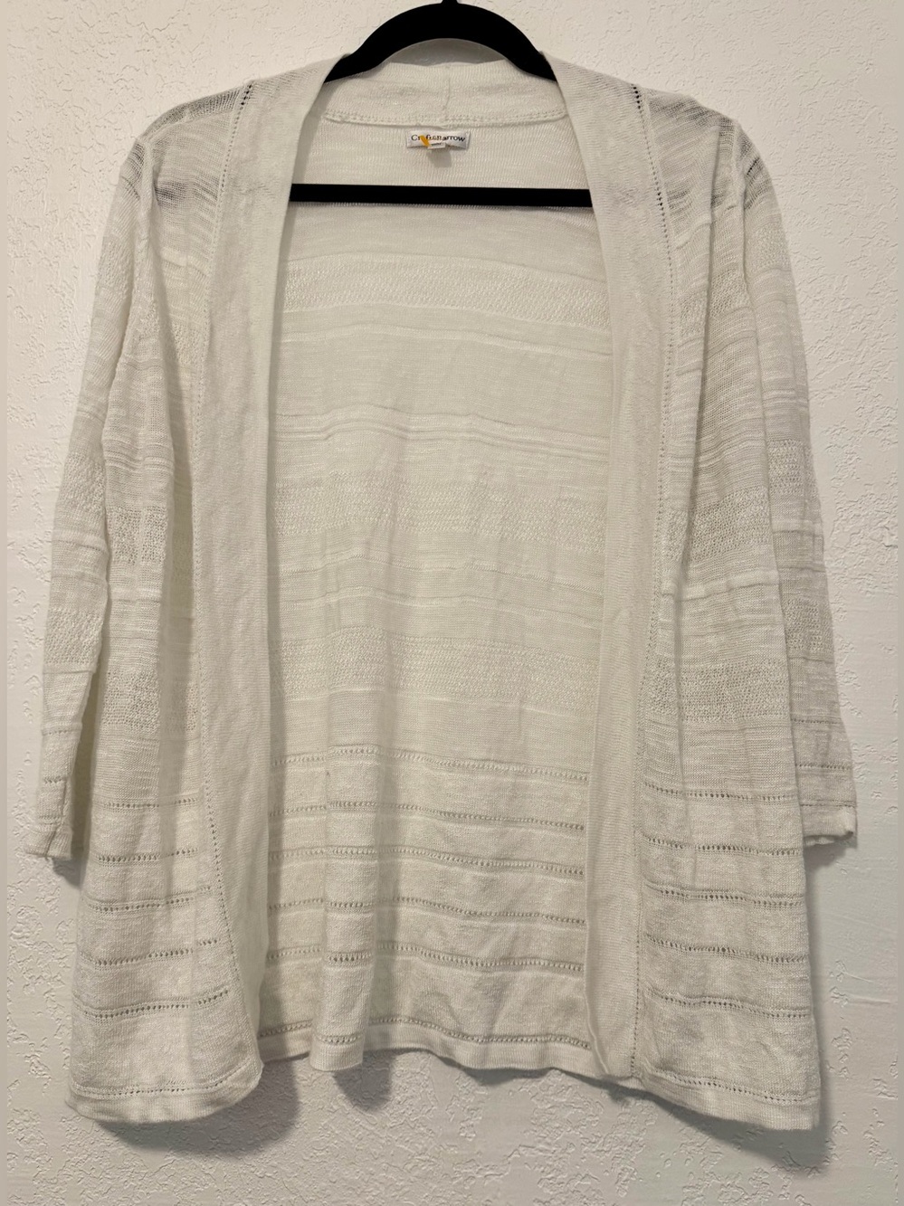 croft & barrow Cream Open-Front Knit Cardigan